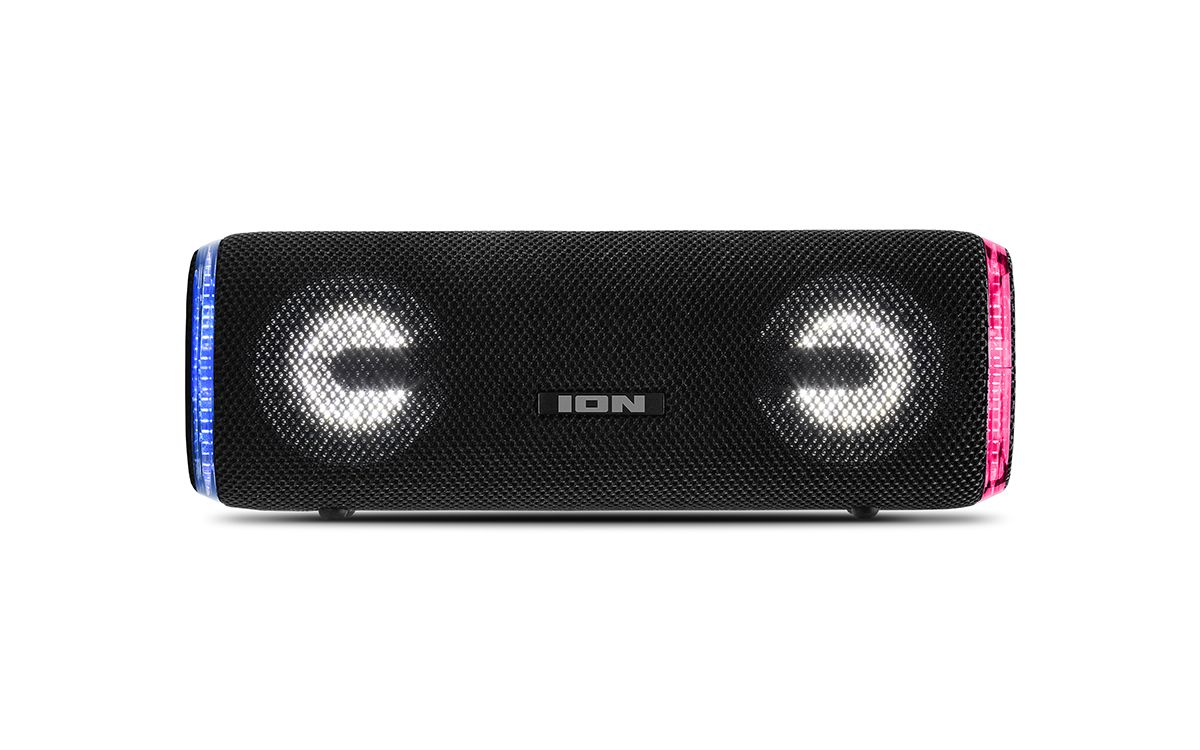 Black Bluetooth Speaker with Drum Sound Effects Slam Jam ION Audio