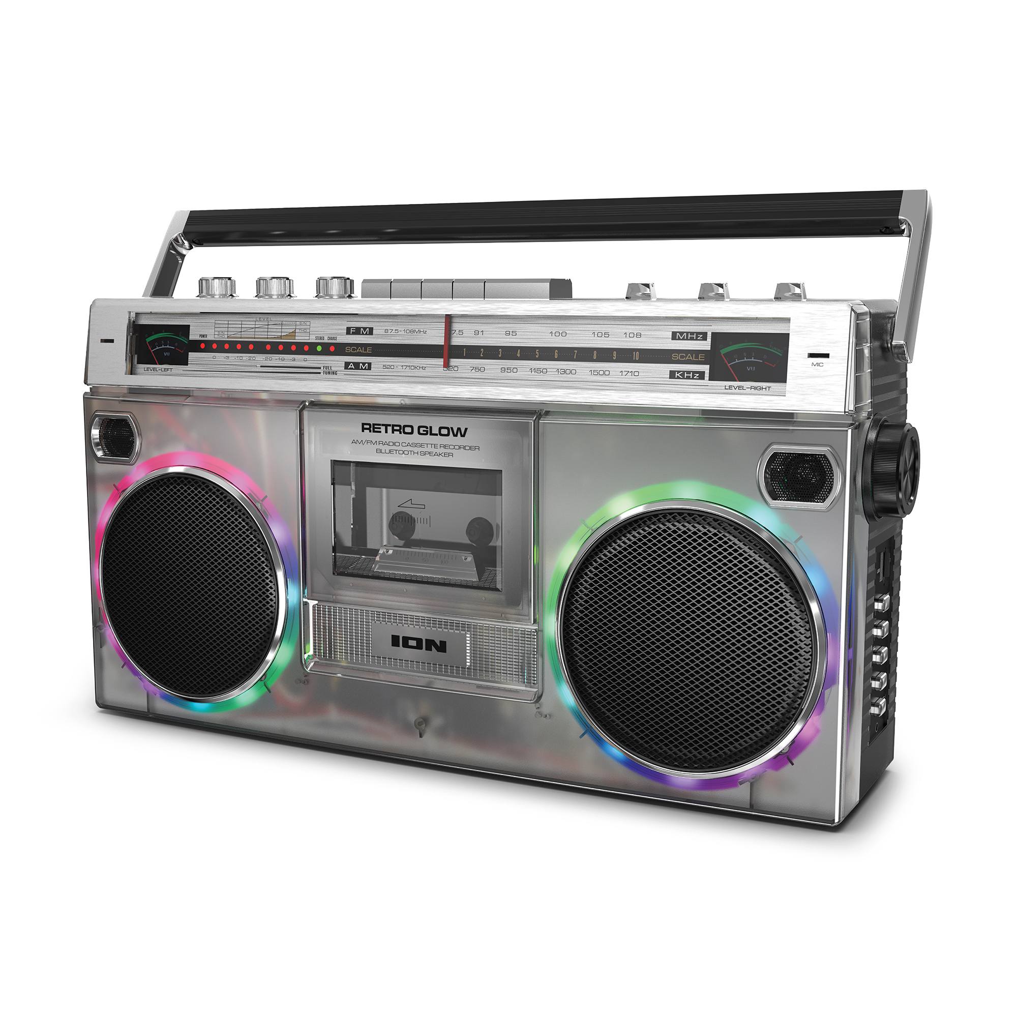 邦楽 Go Retro / Blinking Lights Retro Boombox Speaker | Retro Glow™ | ION Audio